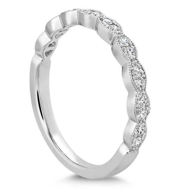 18KY Lorelei Floral Milgrain Diamond Band