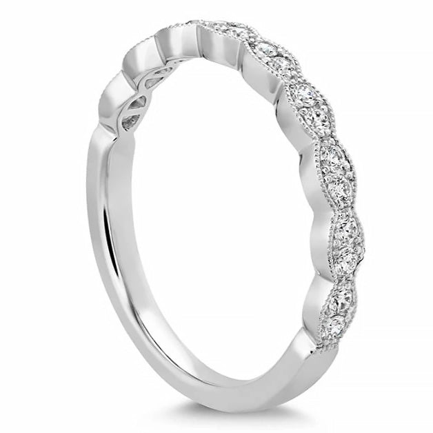 18KY Lorelei Floral Milgrain Diamond Band