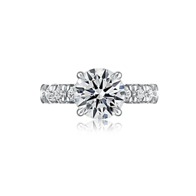 14KW A. Jaffe Round Solitaire Engagement Ring with Under Halo