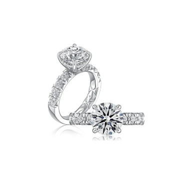 14KW A. Jaffe Round Solitaire Engagement Ring with Under Halo