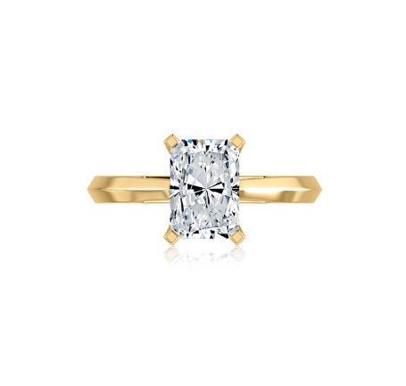 18KY A. Jaffe Radiant Solitaire Engagement Ring with Under Halo