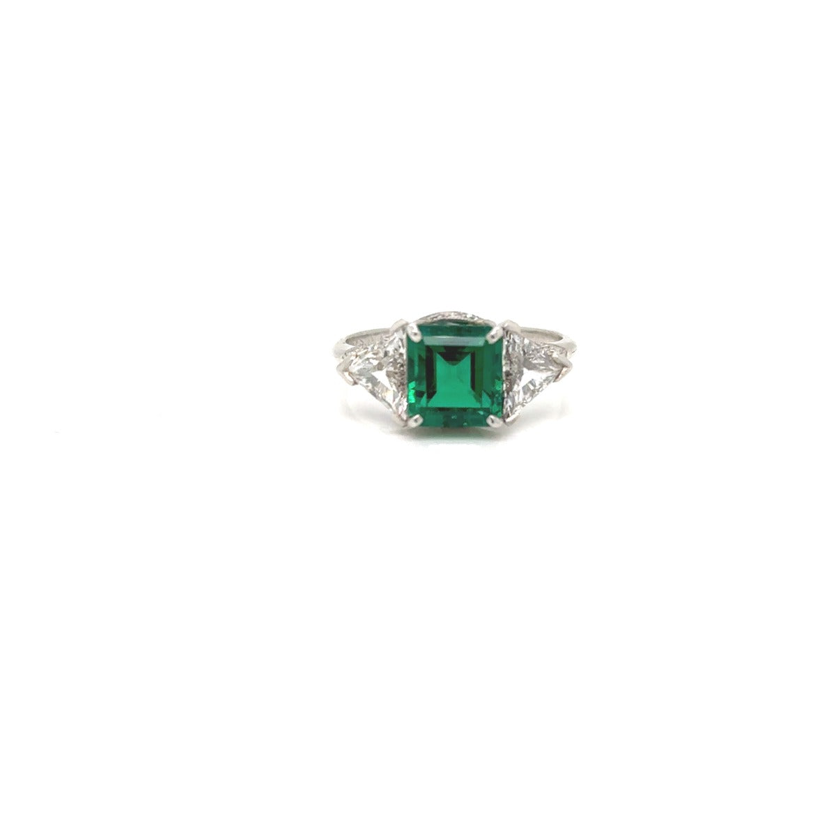 Platinum Emerald And Diamond Ring