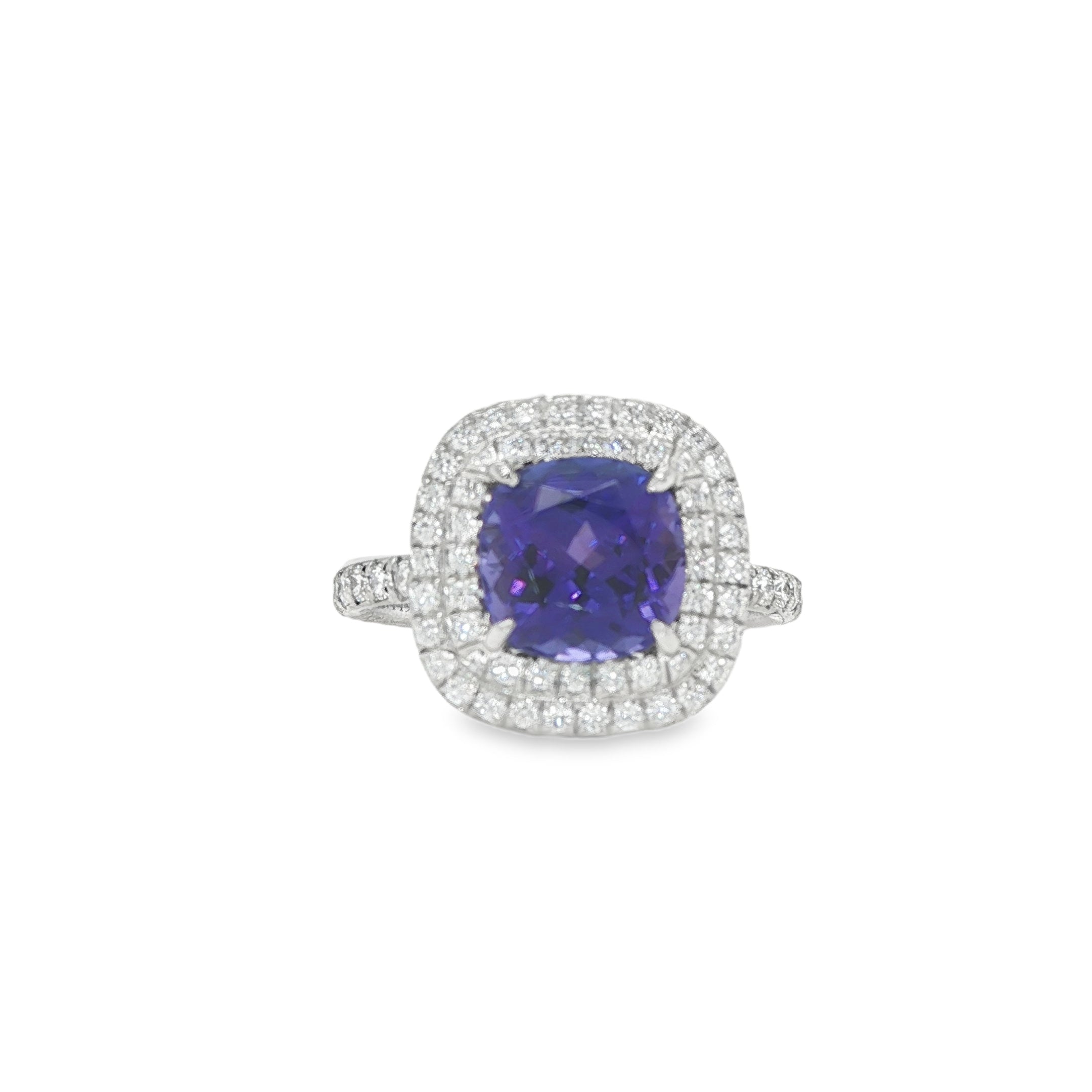 PLATINUM TANZANITE AND DIAMOND RING