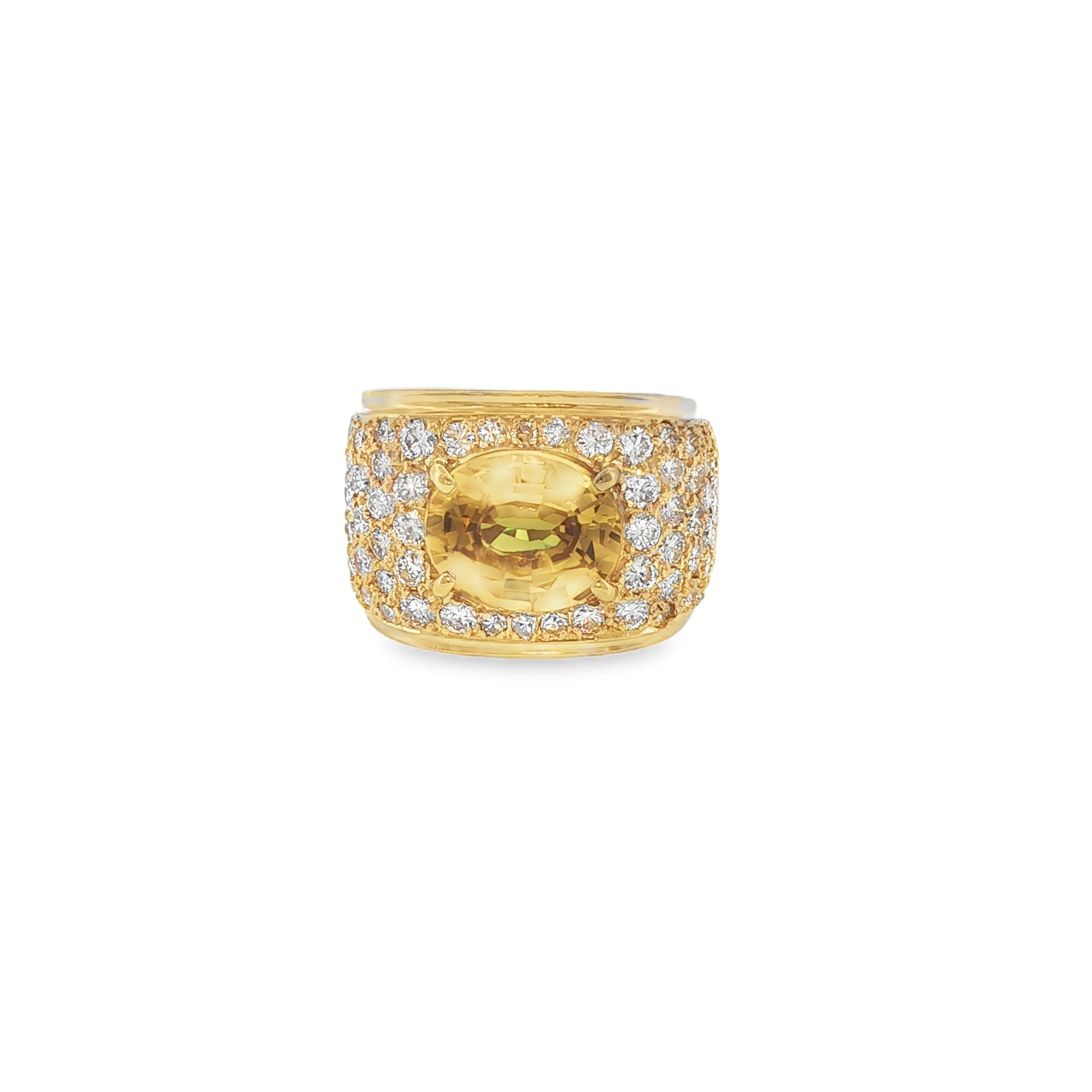 18K YG YELLOW SAPPHIRE AND DIAMOND RING