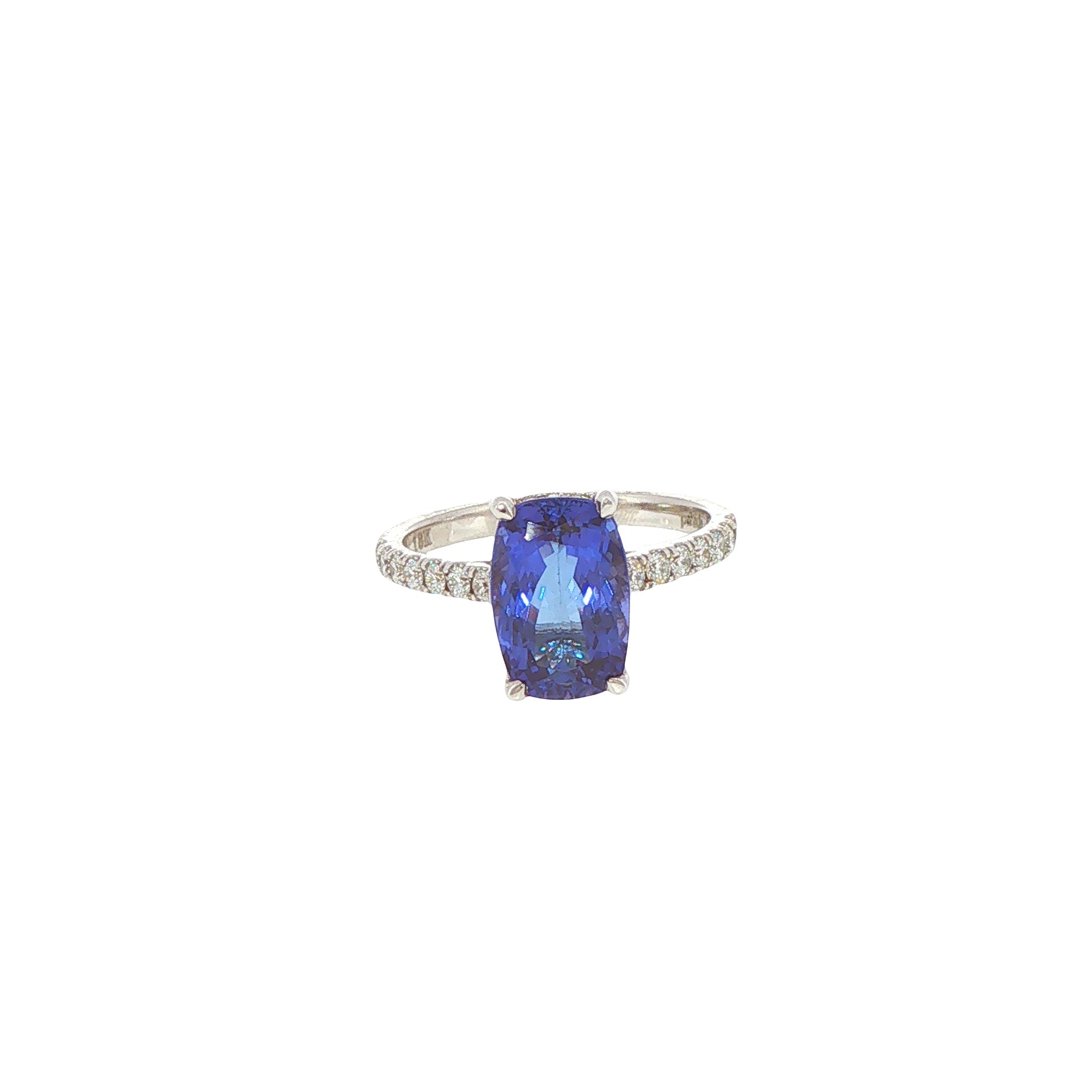 18KW Parade in Color Cushion Tanzanite Ring with Diamond Accent