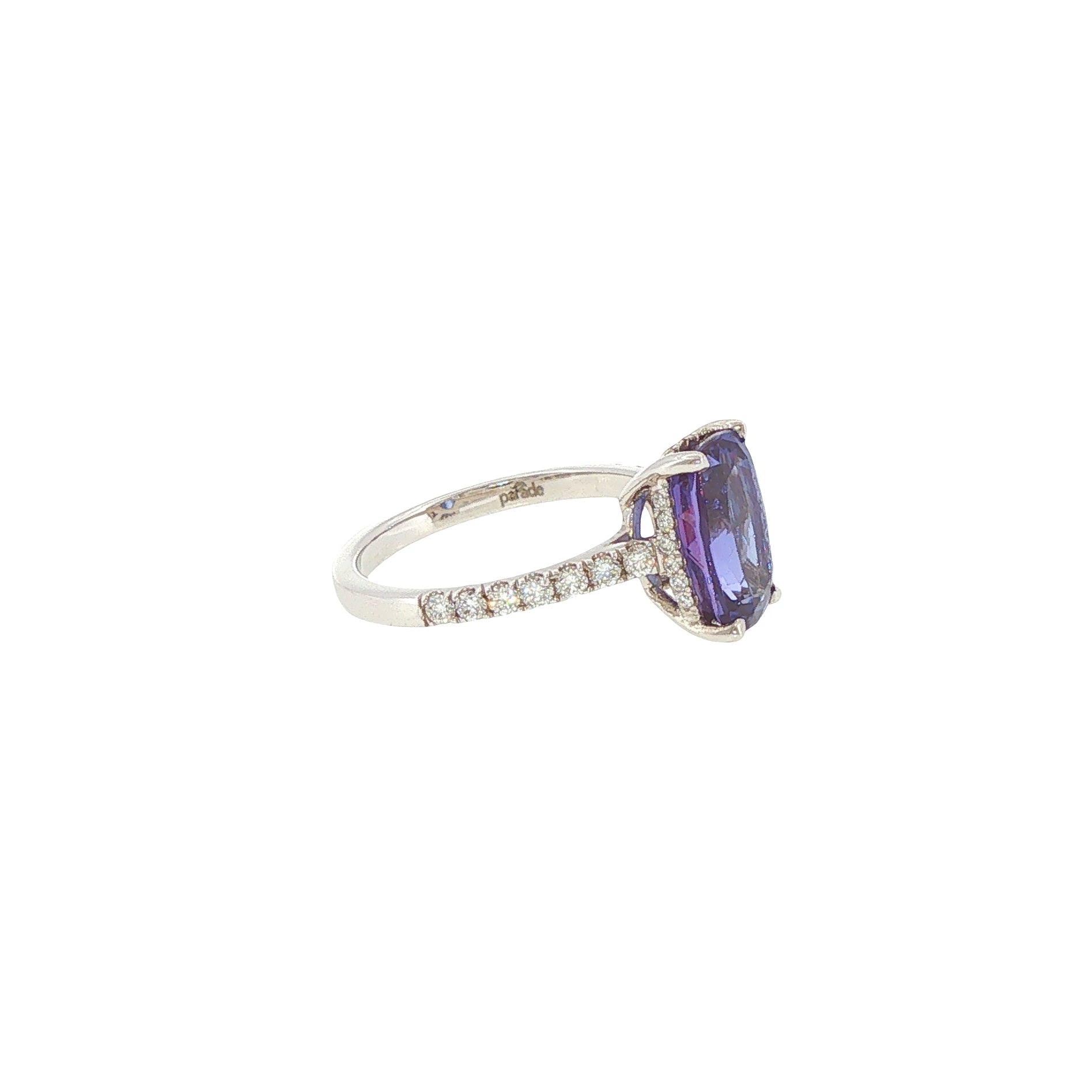 18KW Parade in Color Cushion Tanzanite Ring with Diamond Accent