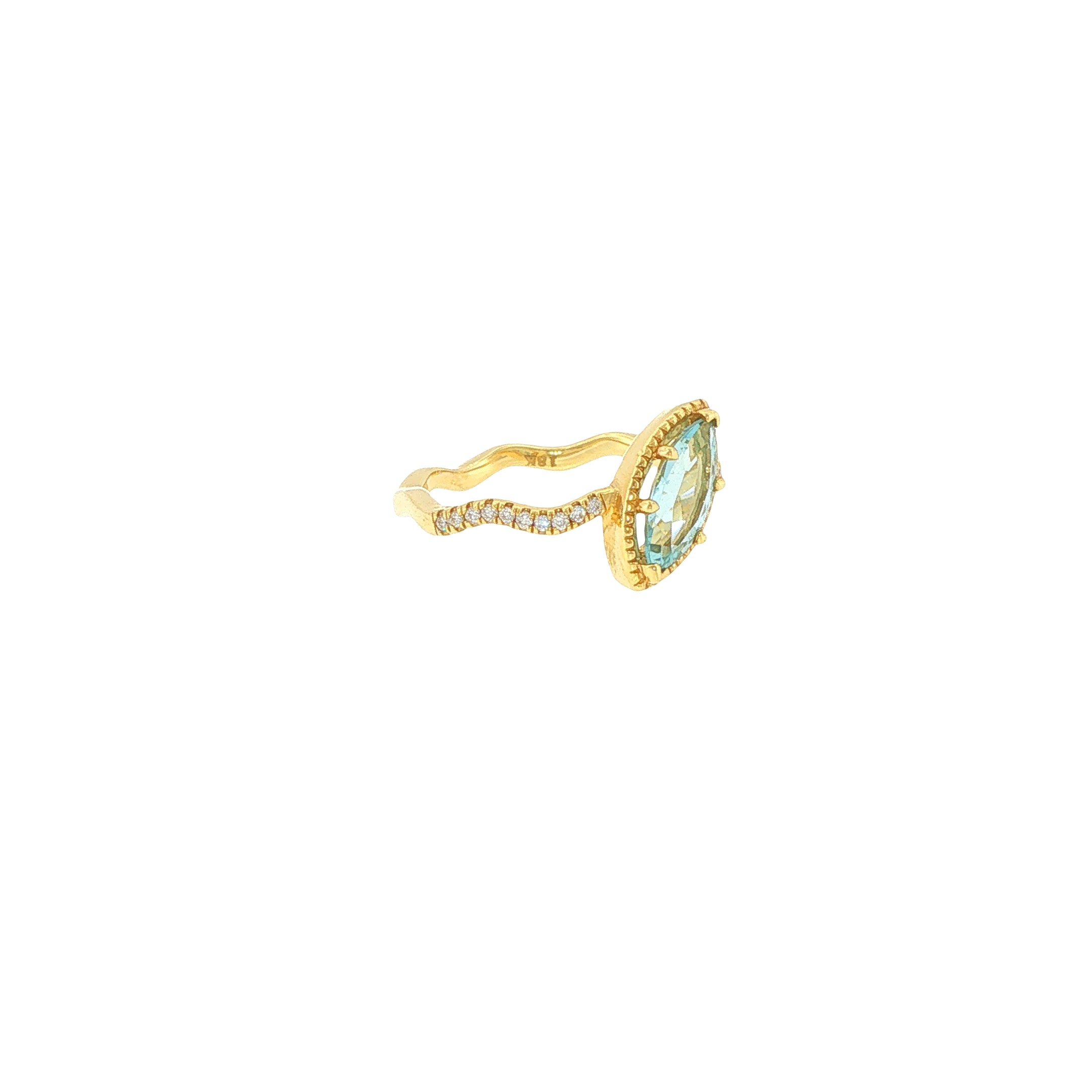 18KY Parade in Color Marquise Aquamarine Contemporary Ring
