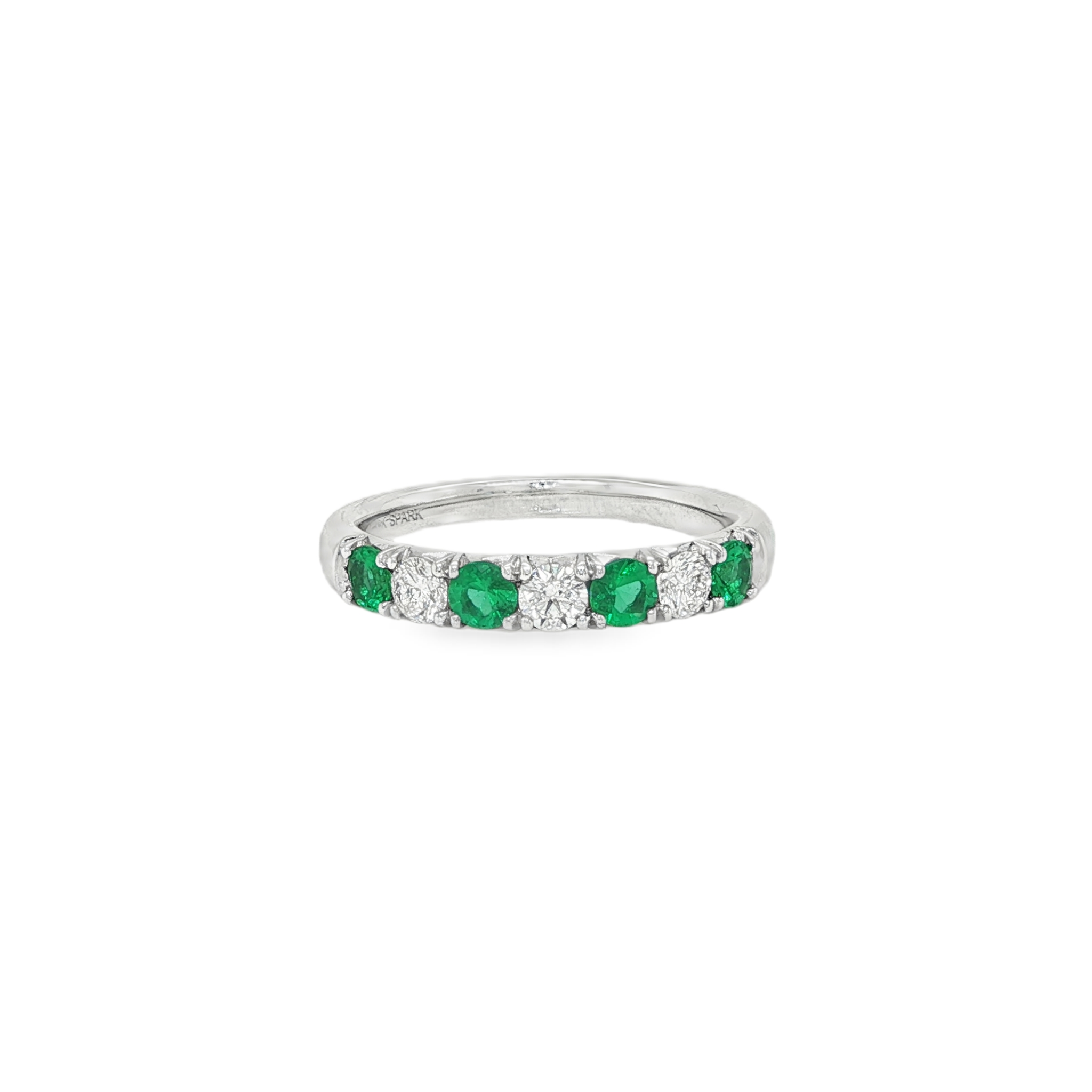 18KW EMERALD AND DIAMOND BAND
