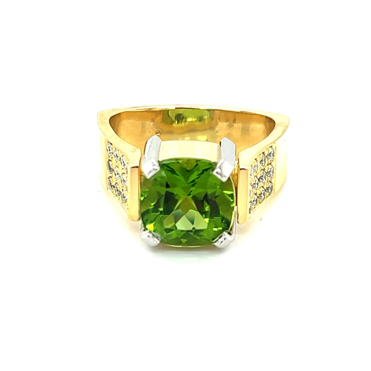 18KY Peridot And Diamond Ring