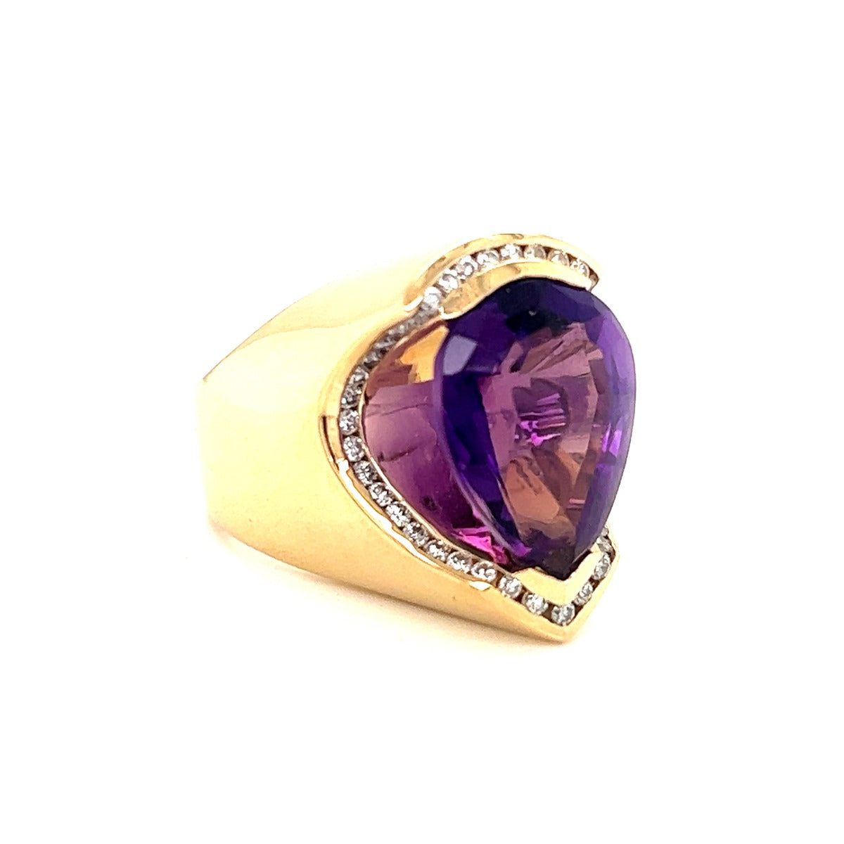 14KY Amethyst And Diamond Ring