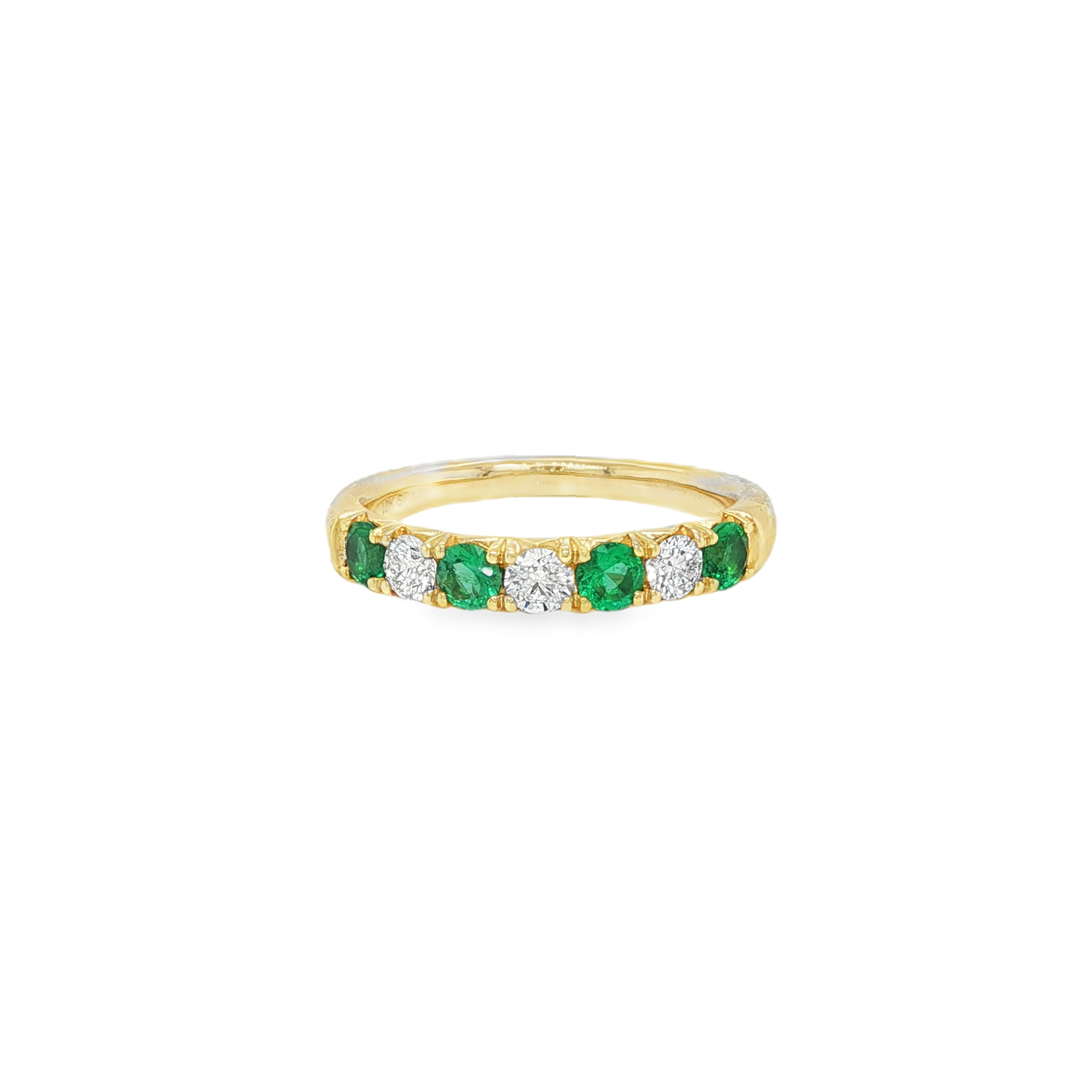 18KY EMERALD AND DIAMOND BAND