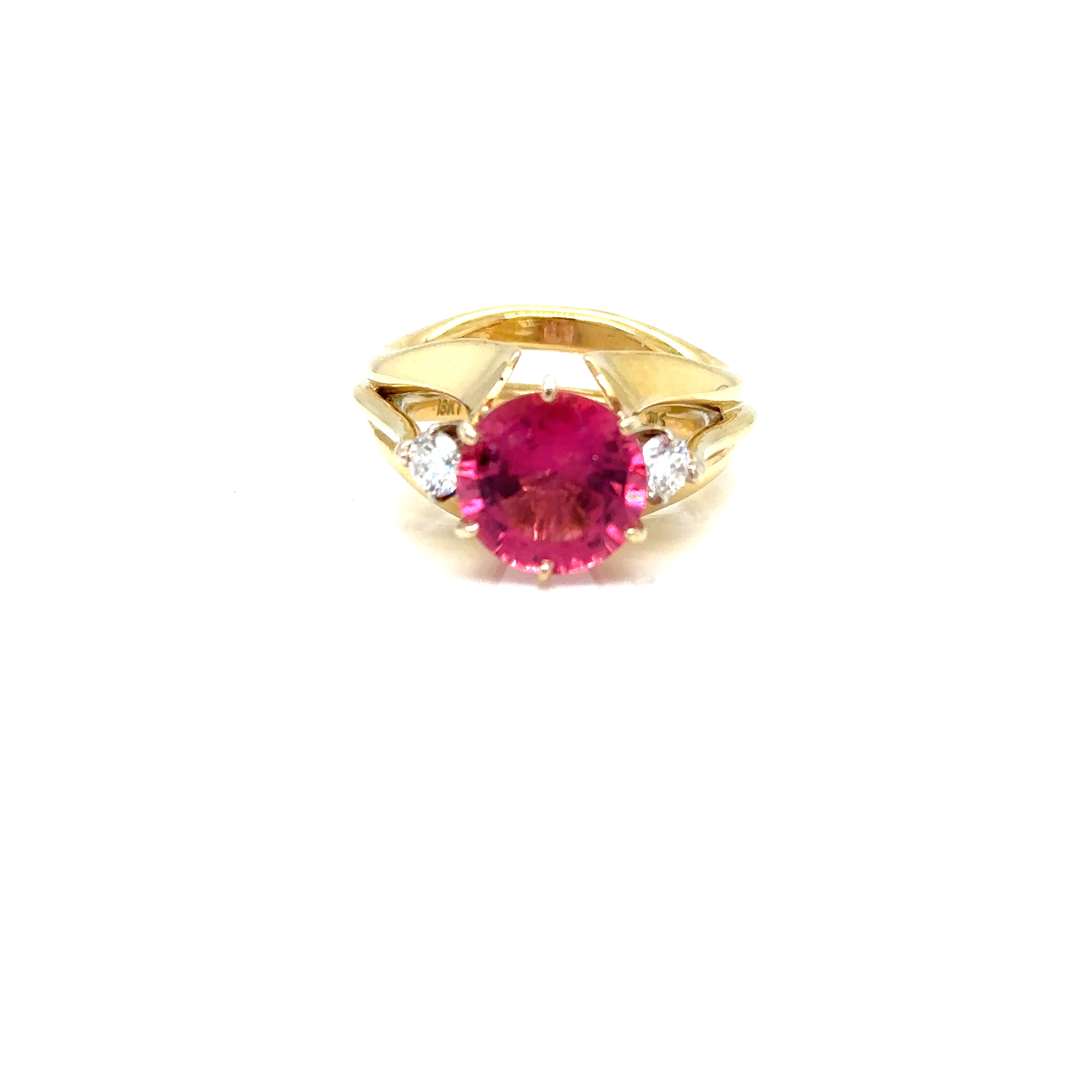 18KY Pink Tourmaline And Diamond Ring