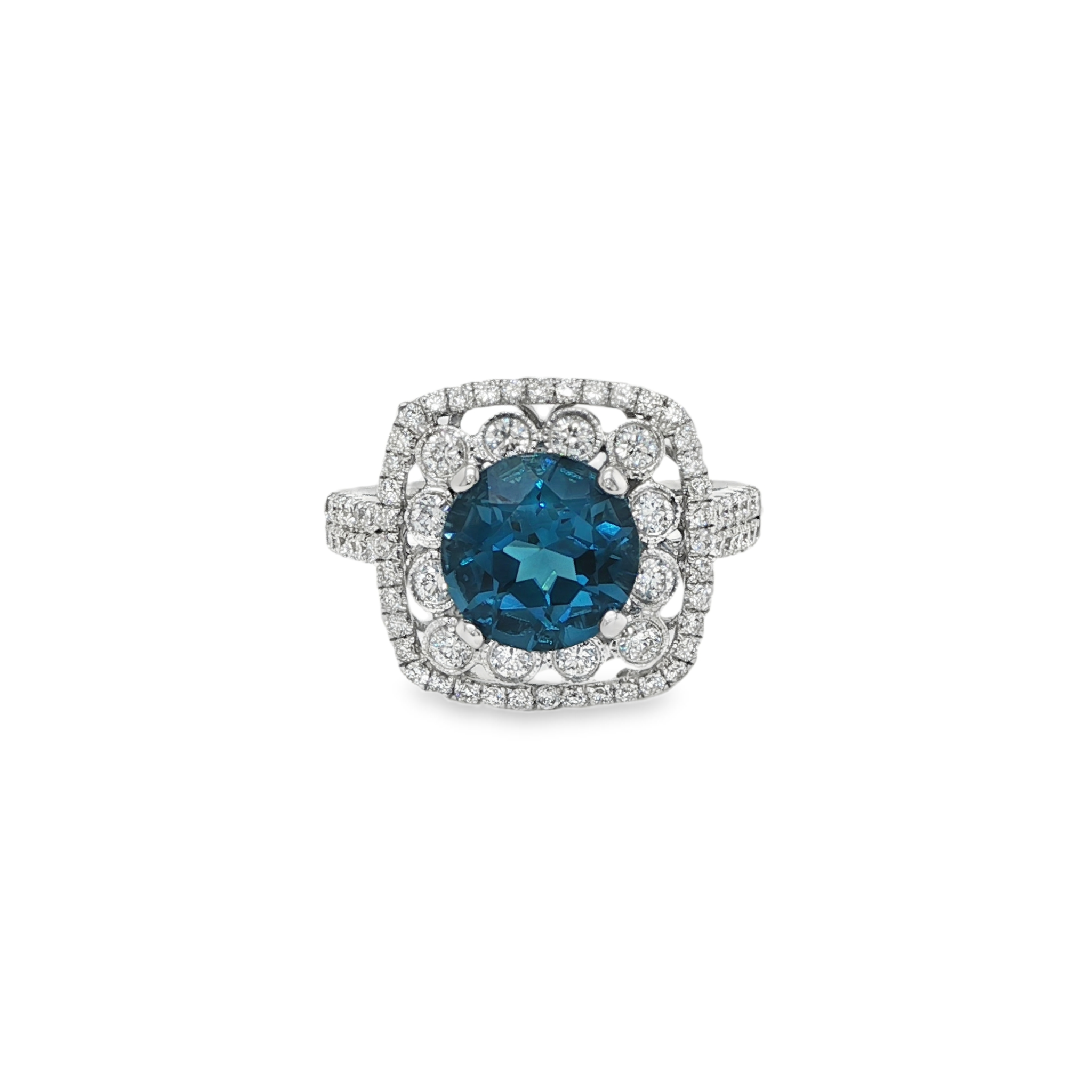 Blue Topaz and Diamond Ring