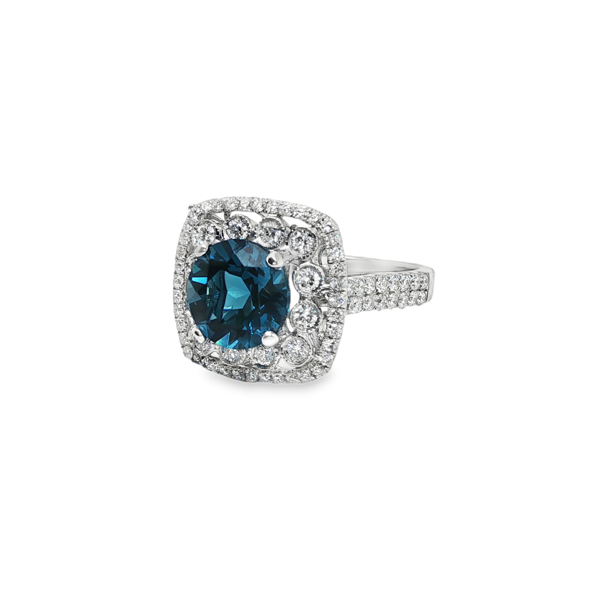 Blue Topaz and Diamond Ring