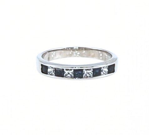 18KW Sapphire and Diamond Alternating Band