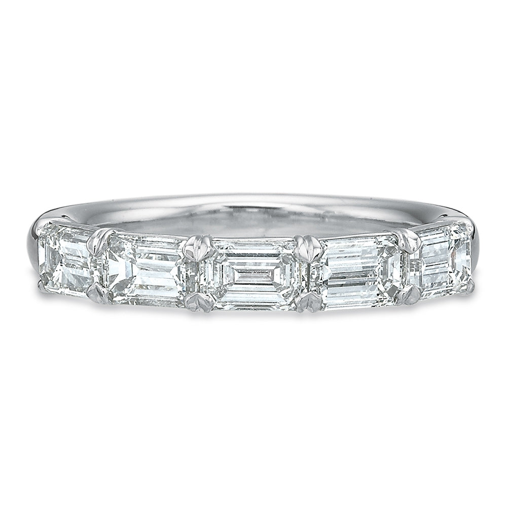 Platinum Grand Aire East West 5 Emerald Cut Diamond Band