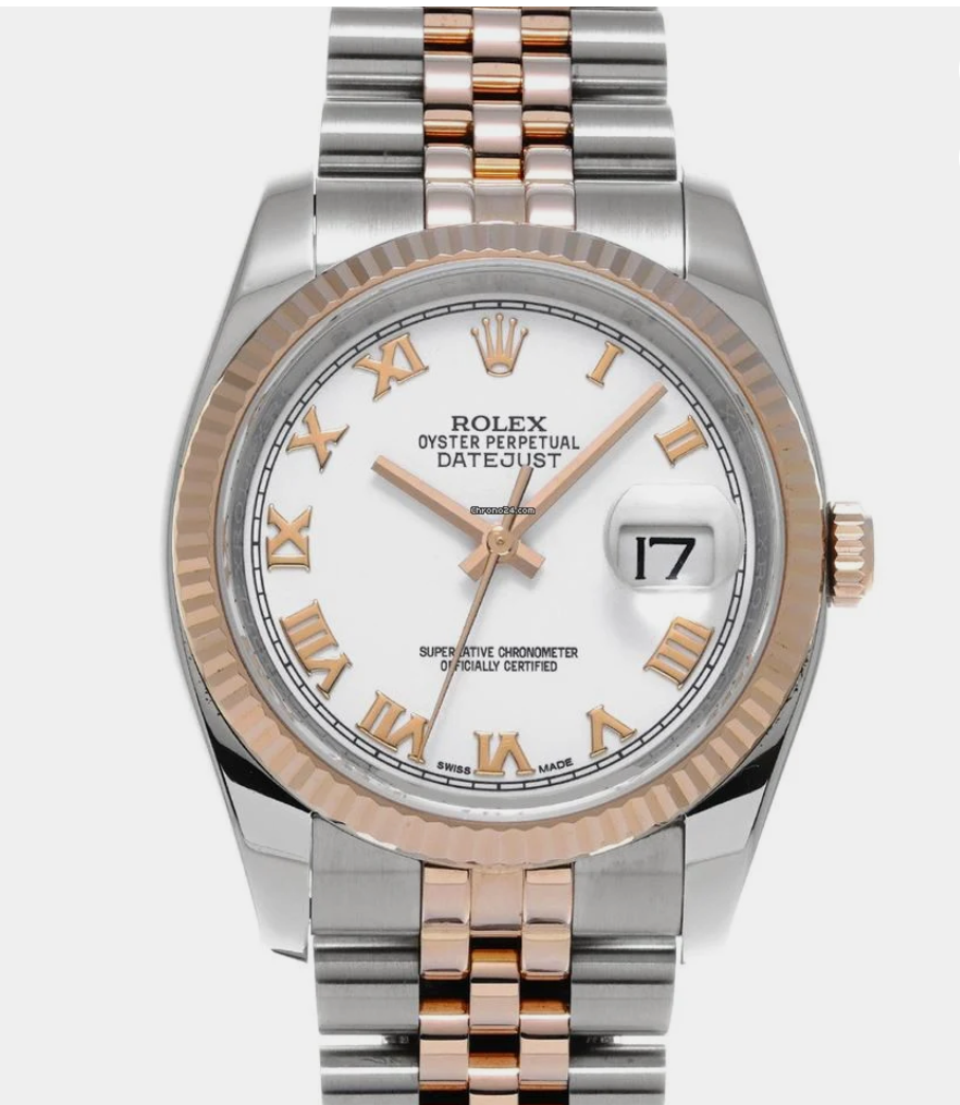ROLEX DATEJUST 18K RG/STEEL 36MM