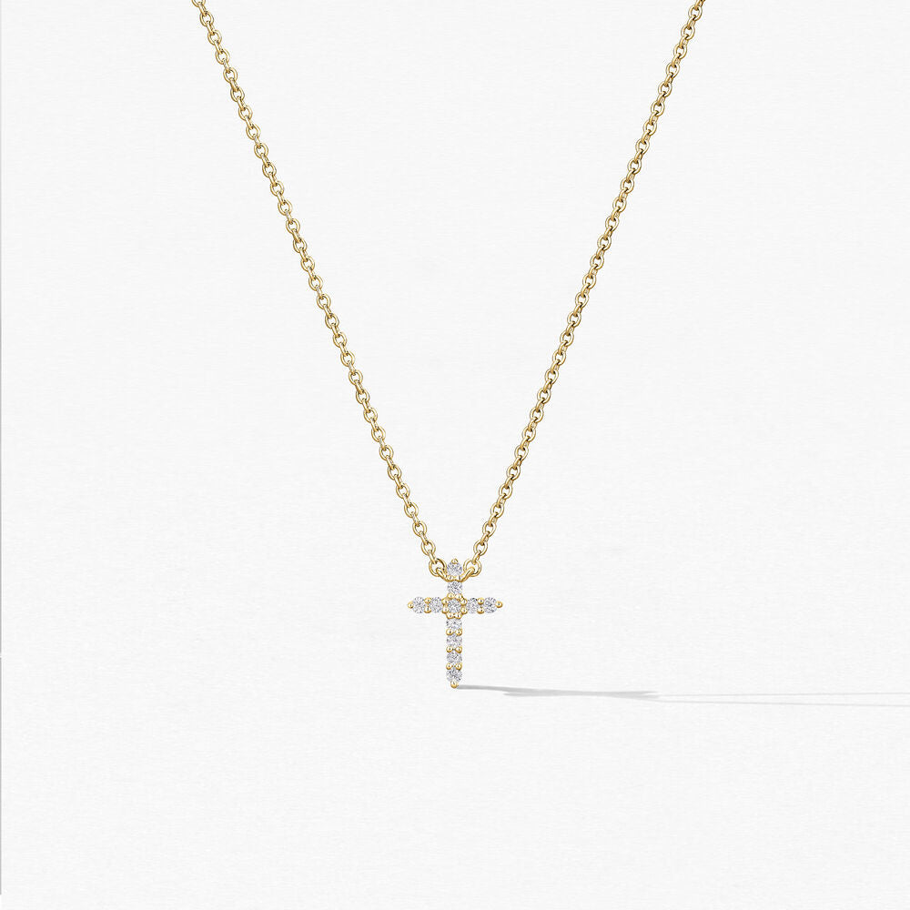 18KY Hearts On Fire Signature Small Cross Pendant