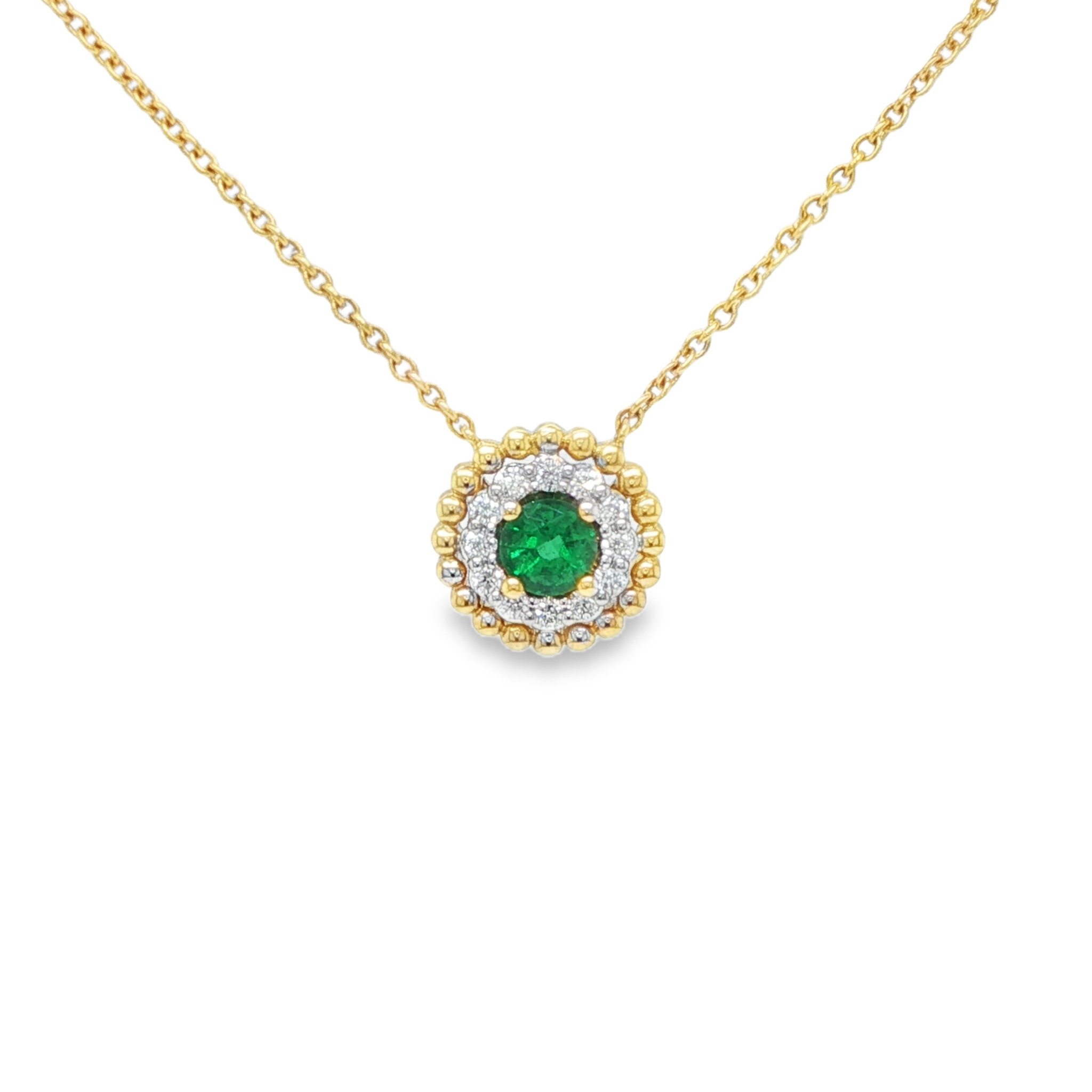 18KY EMERALD DIAMOND PENDANT