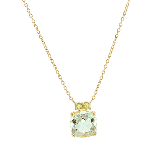 18KY Sloane Street Green Amethyst and Tsavorite Pendant Necklace