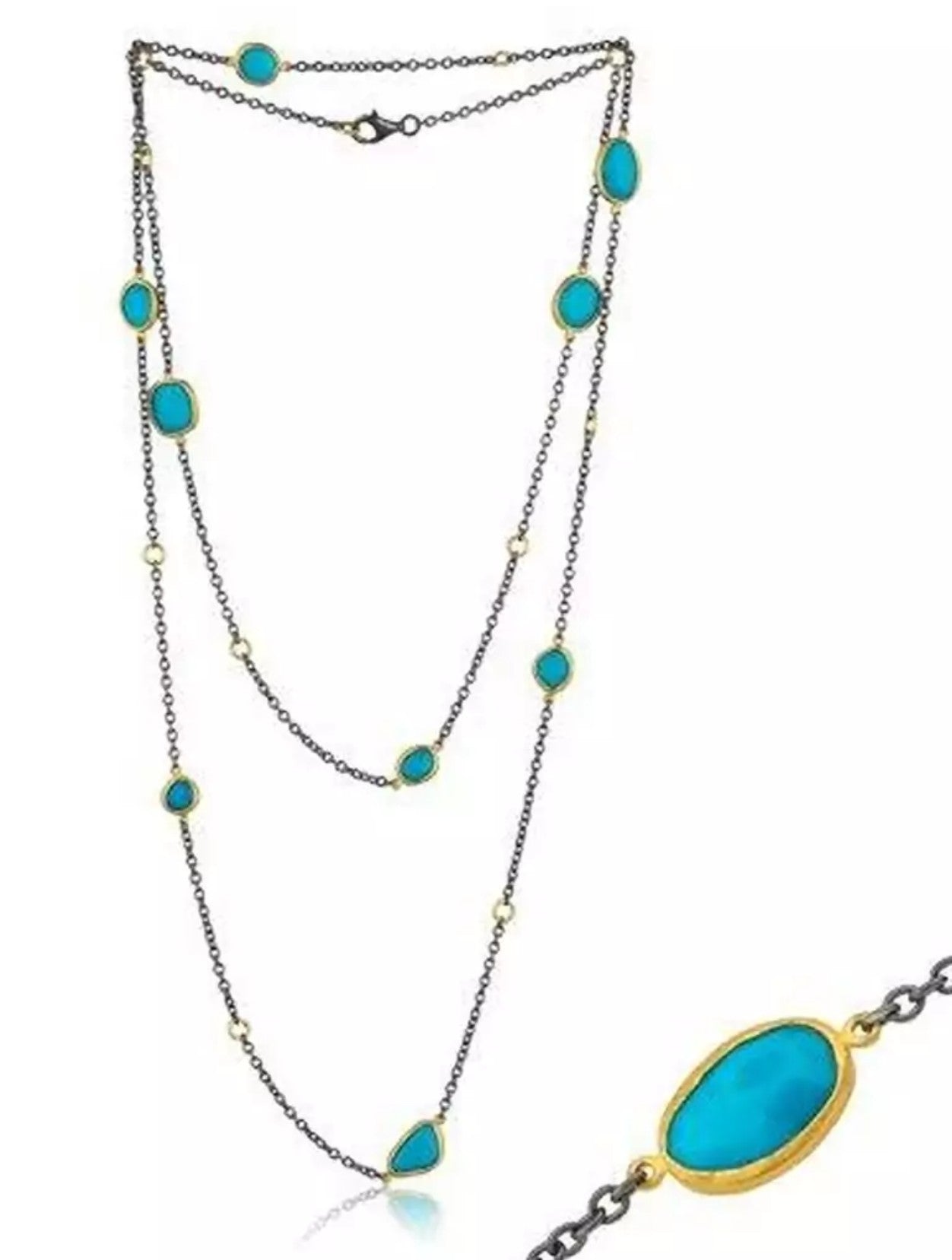 SLEEPING BEAUTY TURQUOISE SLICES NECKLACE