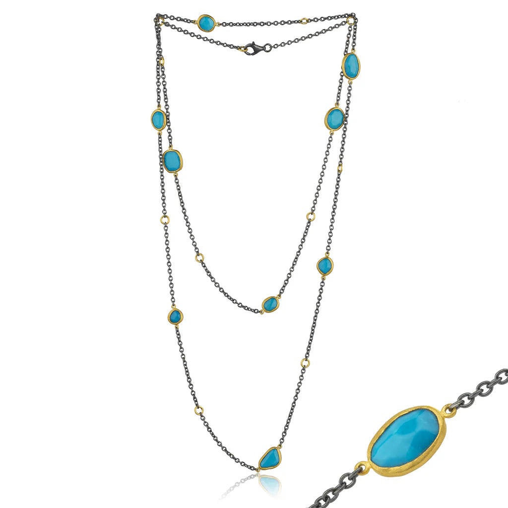 SS/24KY Lika Behar Sleeping Beauty Turquoise Slices Necklace