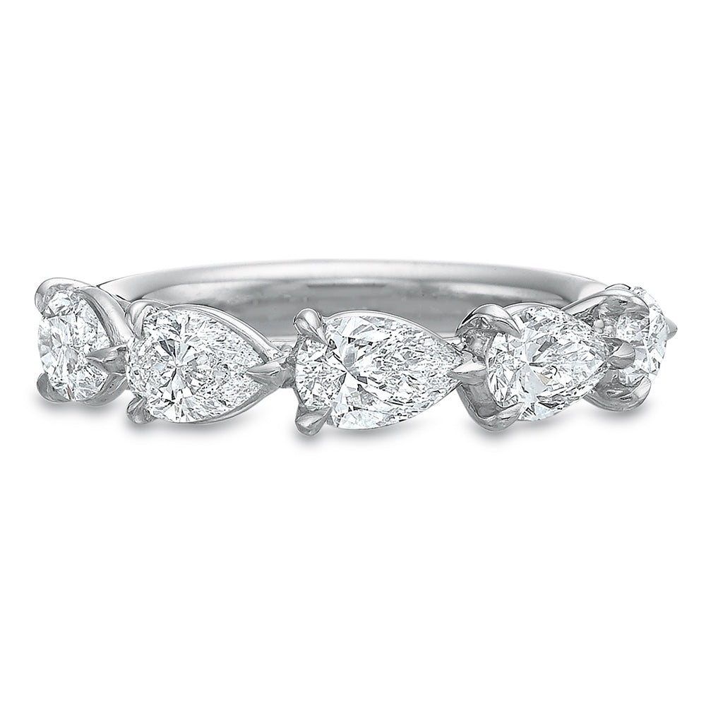 Platinum Grand Aire East West 5 Pear Shape  Diamond Band