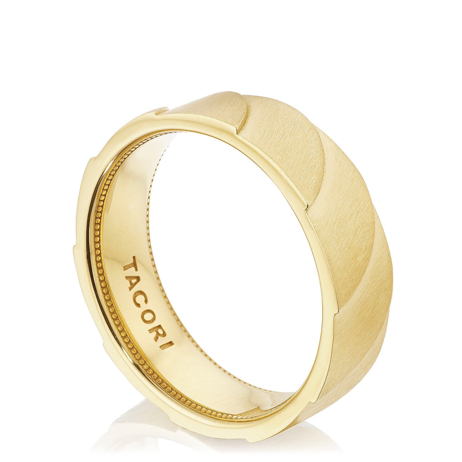 18KY Tacori Geometric Crescent Satin Finish Band