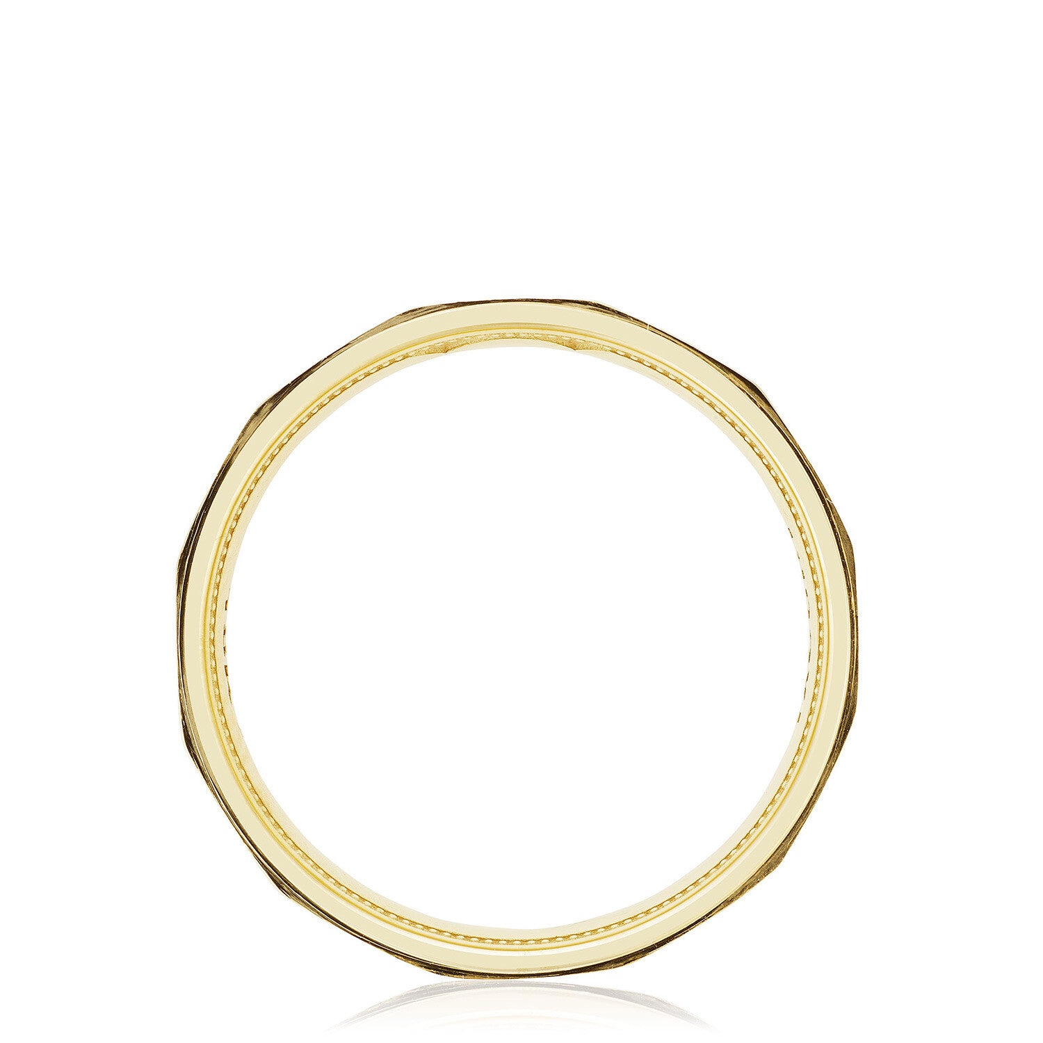 18KY Tacori Geometric Faceted Design Satin Wedding Band