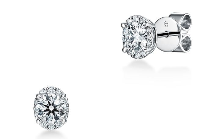 18KW Ellipse Diamond Earrings