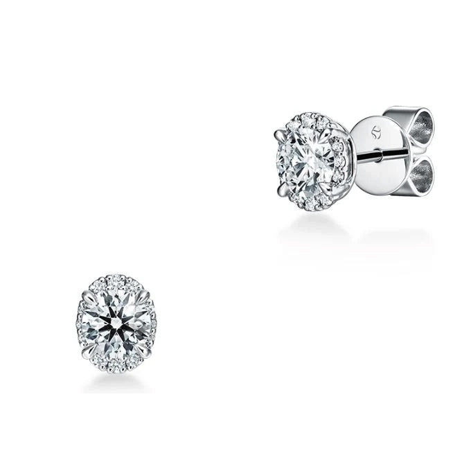 18KW Ellipse Diamond Earrings
