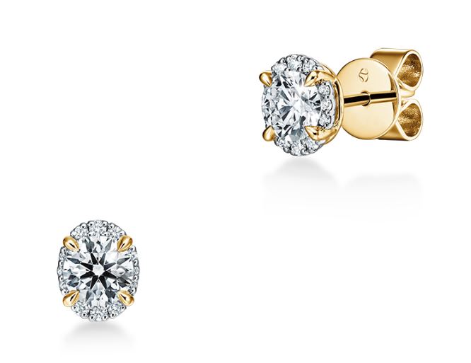 18KW Ellipse Diamond Earrings