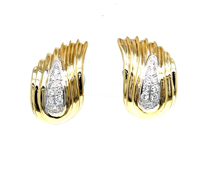 14KY/W Diamond Wing Clip Earrings
