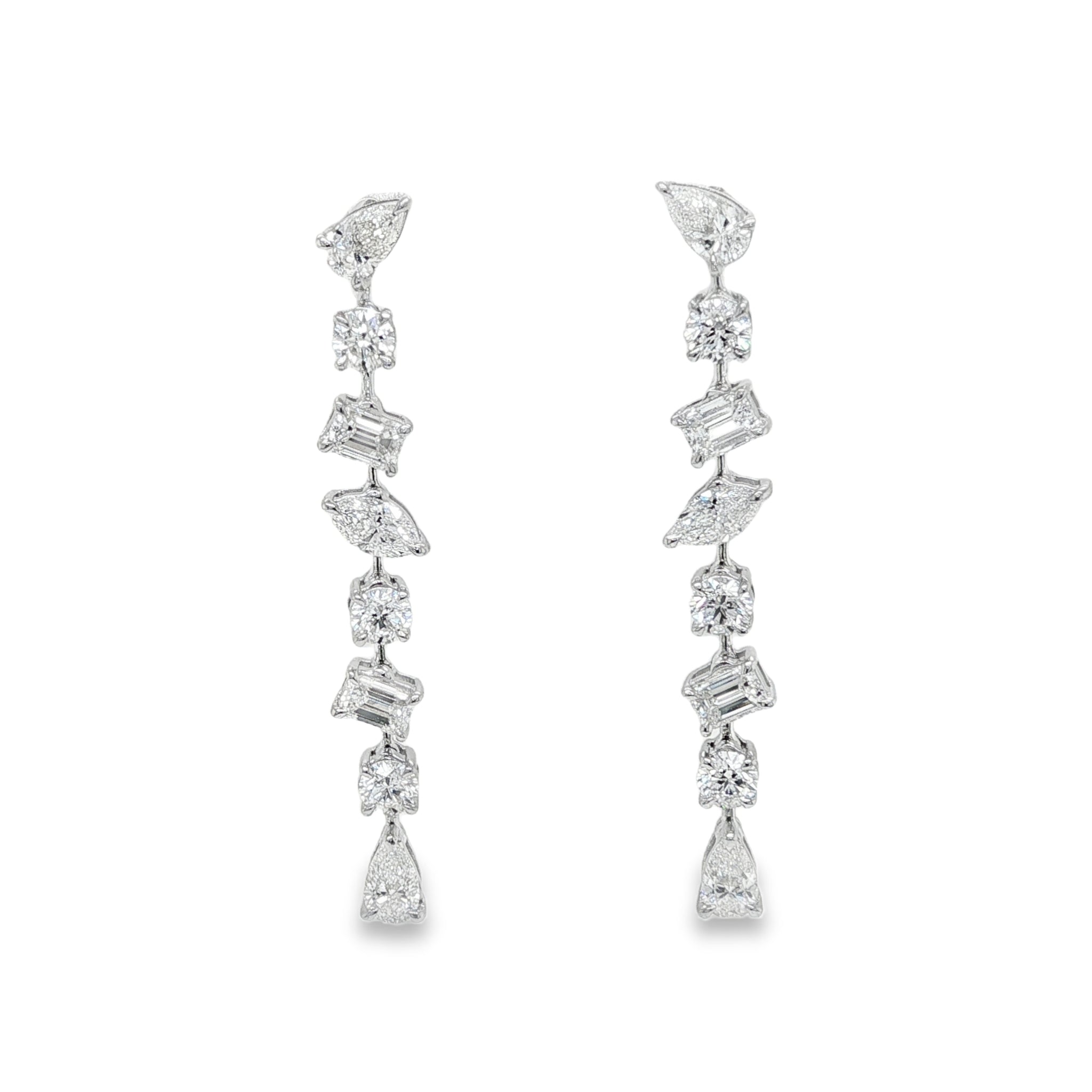 18KW MIXED SHAPE DIAMOND DROP EARRINGS