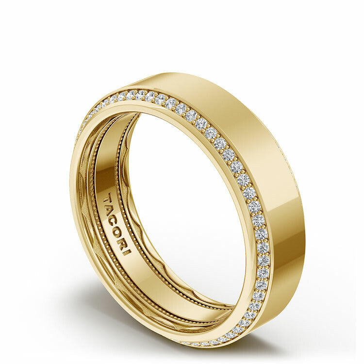 18KY Tacori Couple Bevel Edge Diamond Wedding Band