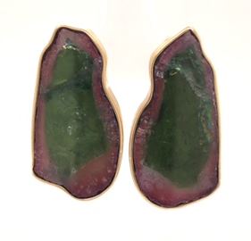 14KY Watermelon Tourmaline Earrings