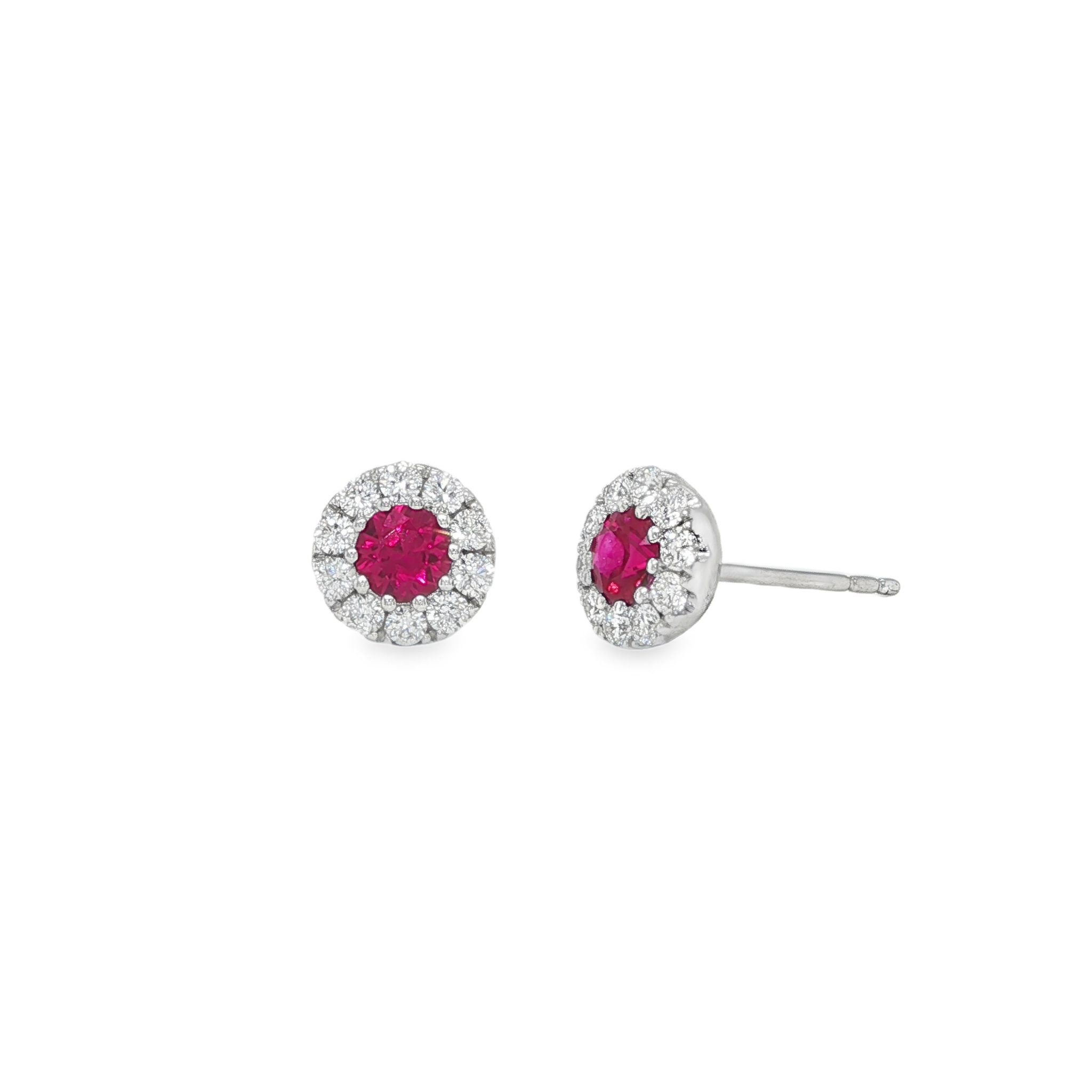 18KW RUBY AND DIAMOND HALO EARRINGS