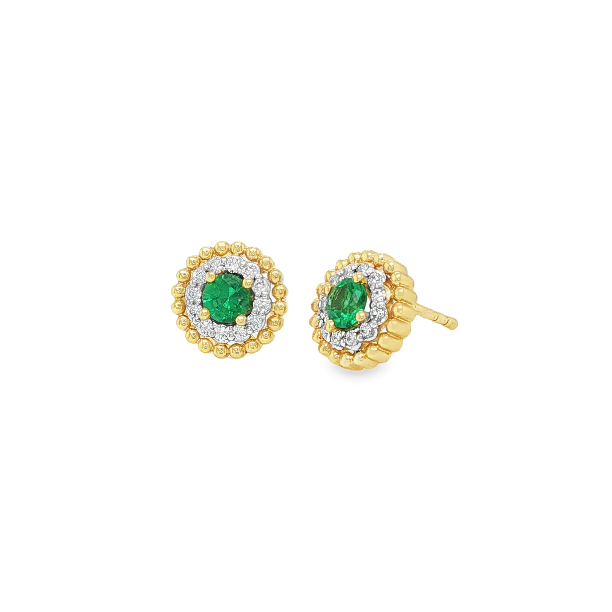 18KY/W EMERALD AND DIAMOND EARRINGS