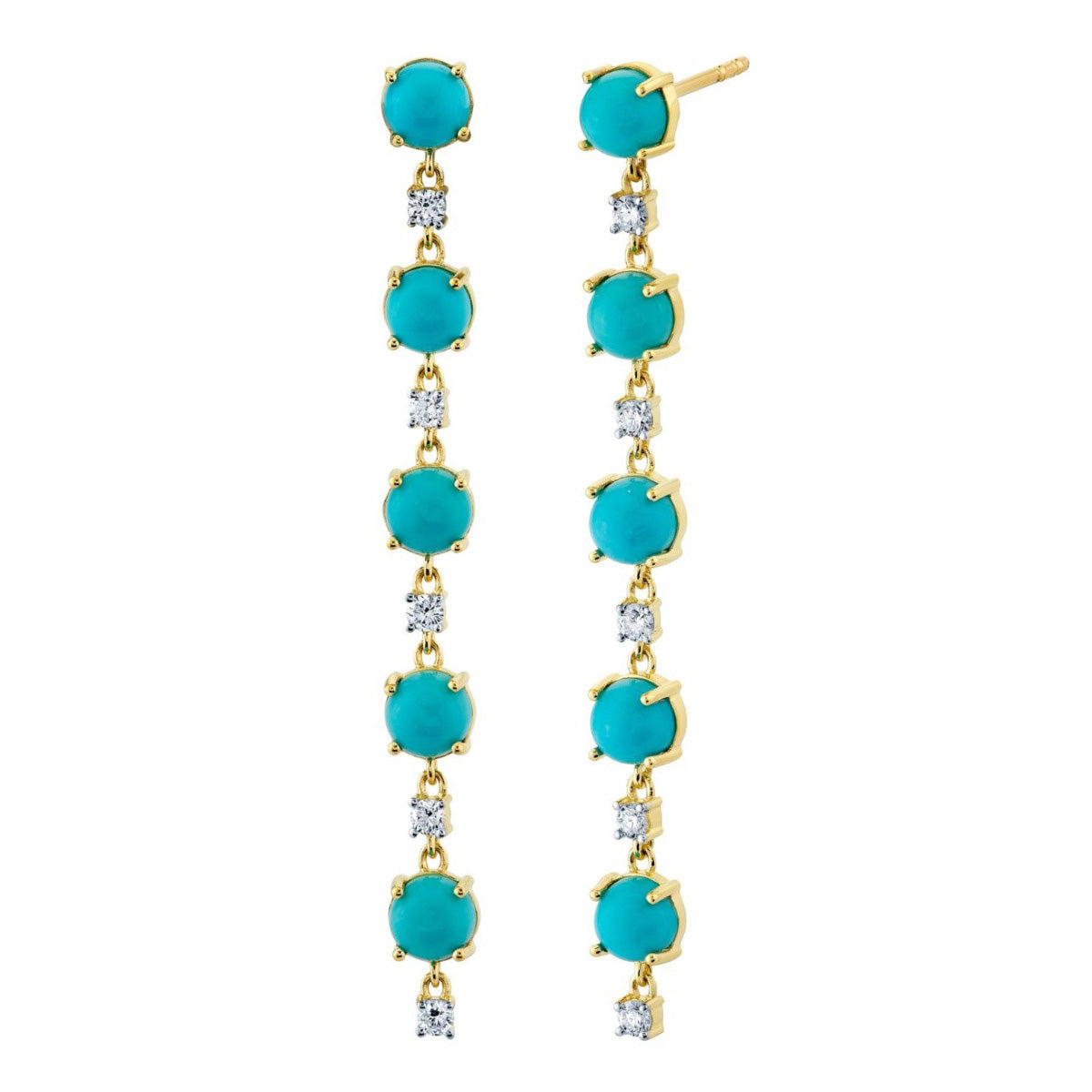 18KY Turquoise With Diamonds Drop Earring