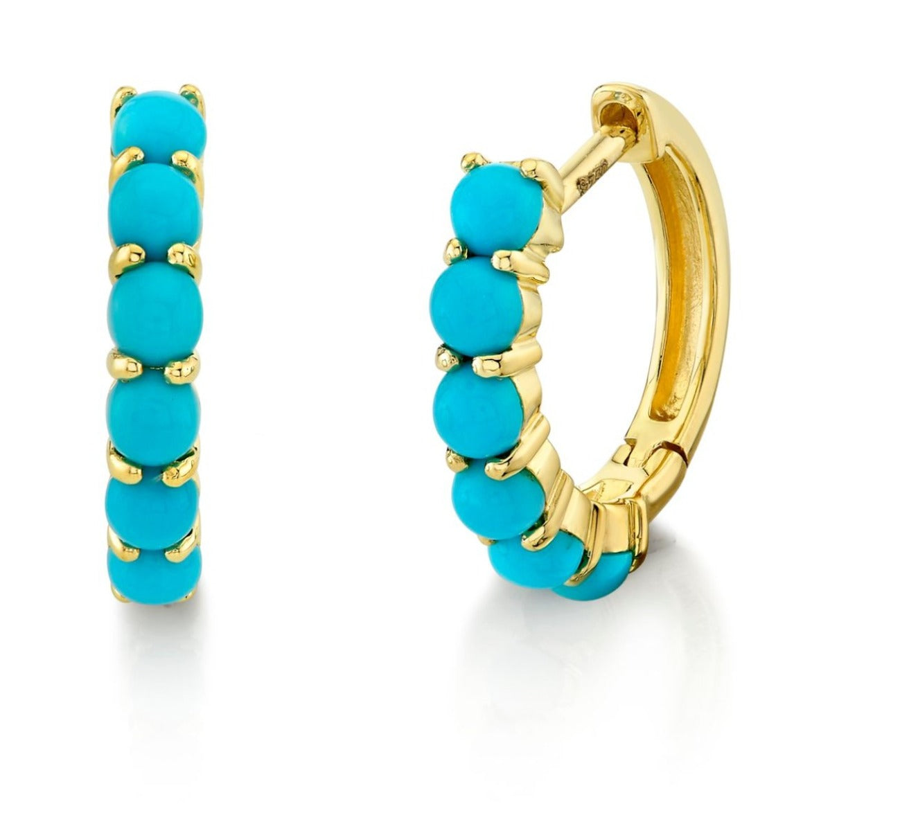 18KY 12MM Turquoise Huggie Earring