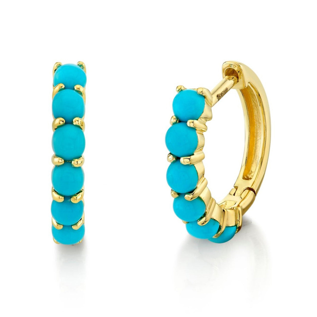 18KY 12MM Turquoise Huggie Earring