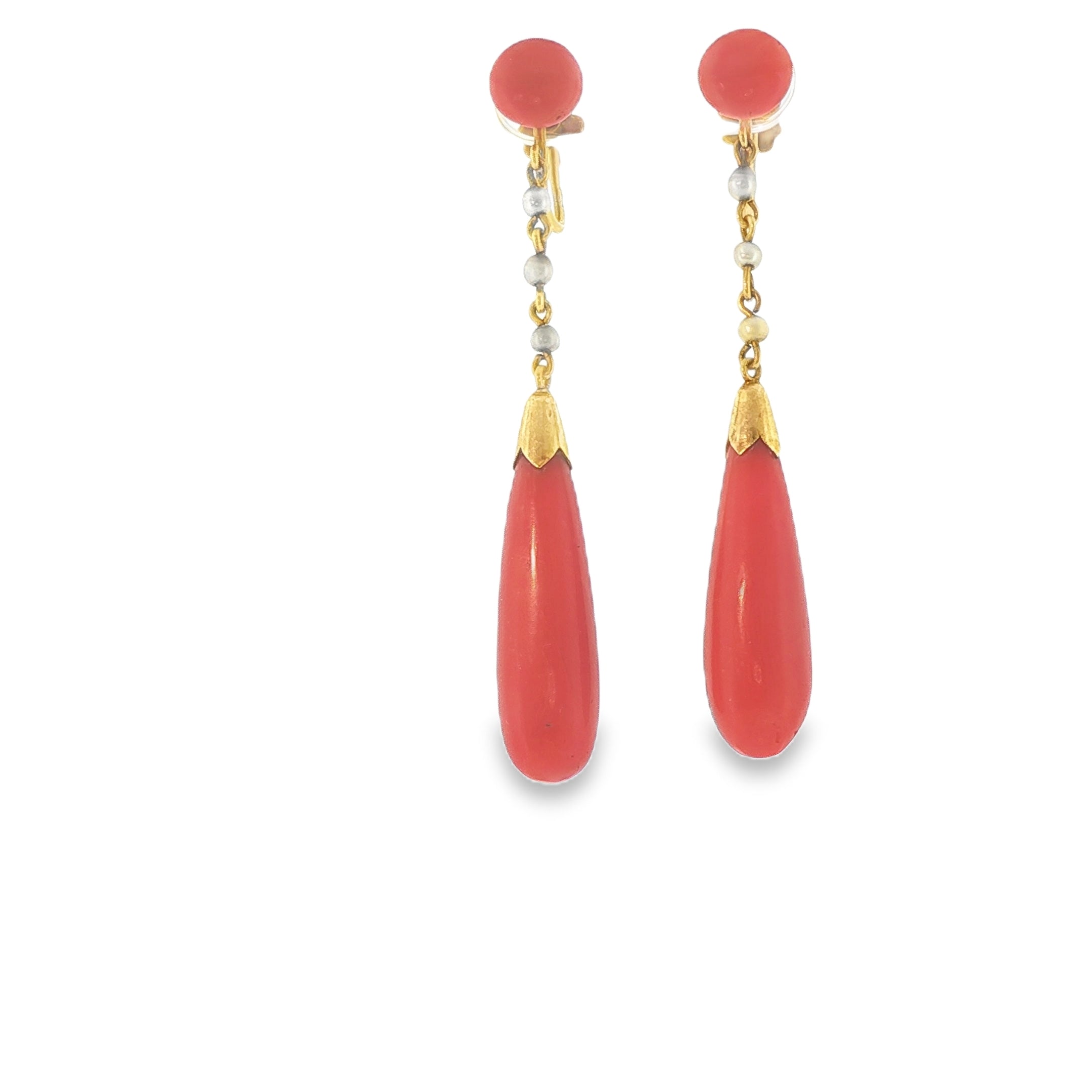 10KYG CORAL DROP EARRINGS