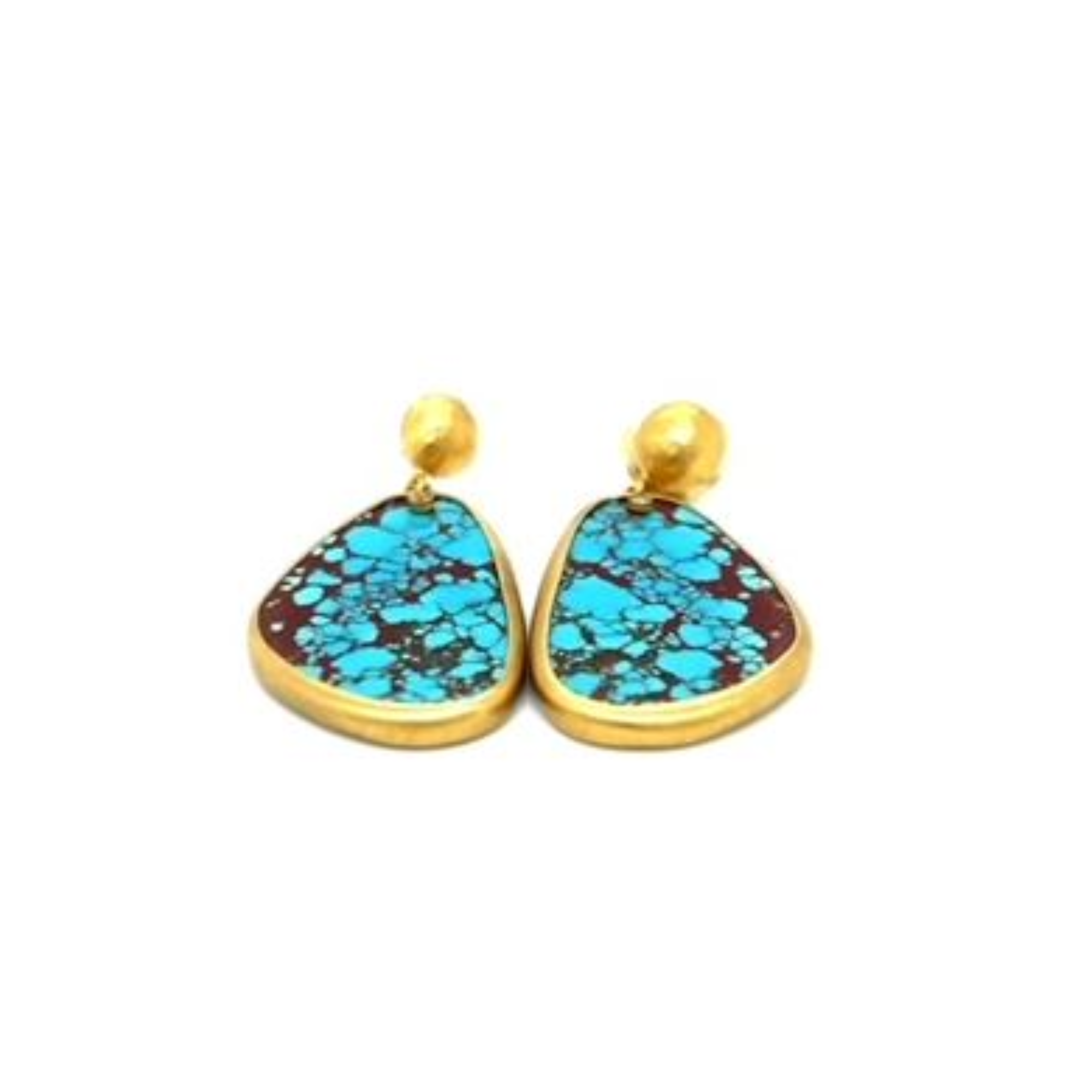 22KY My World Large Nevada Turquoise Button Top Earring