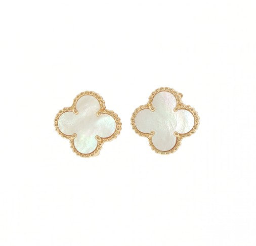 18KY Van Cleef & Arpels Mother of Pearl Earrings