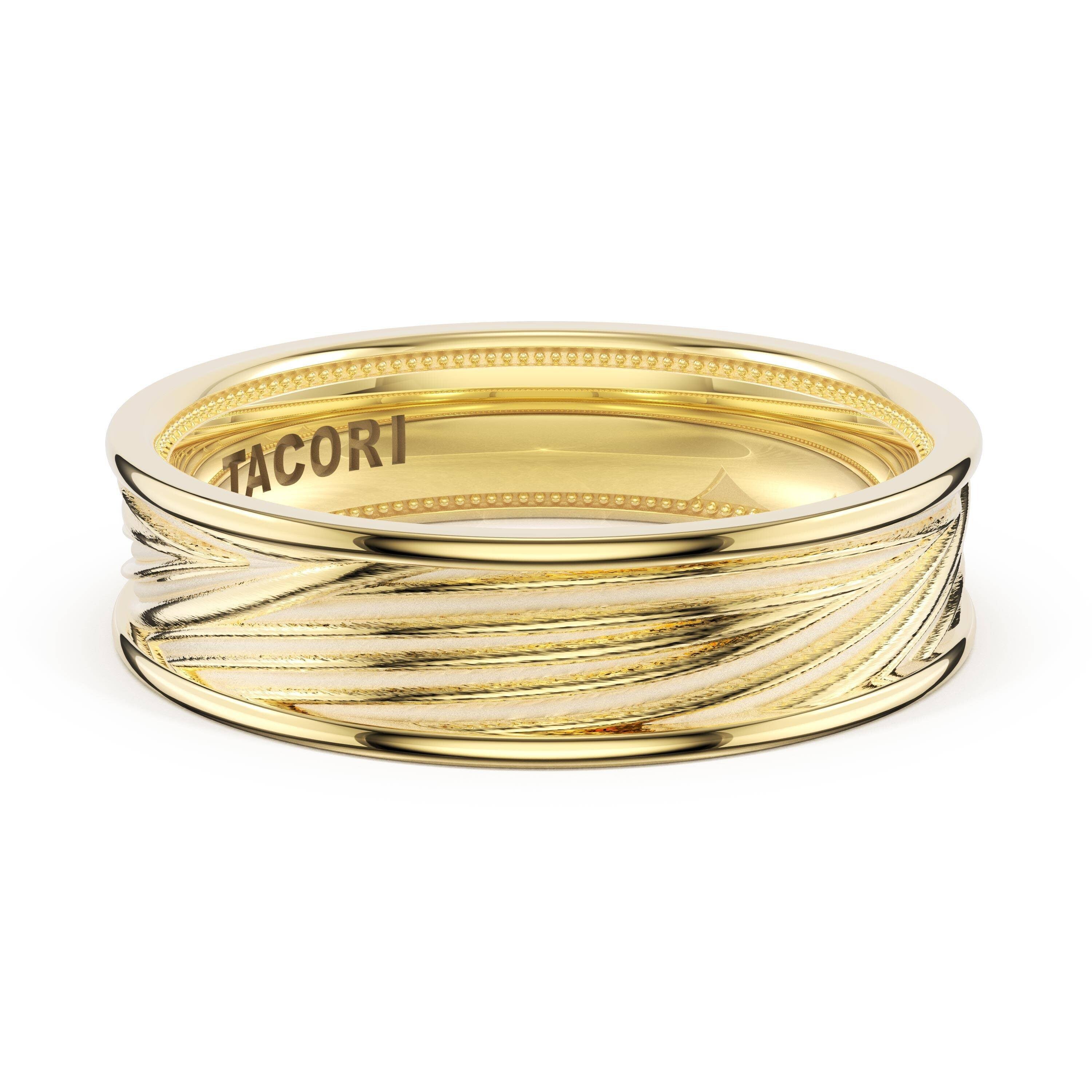 14KY Tacori Geometric Sculpted Texture Wedding Band