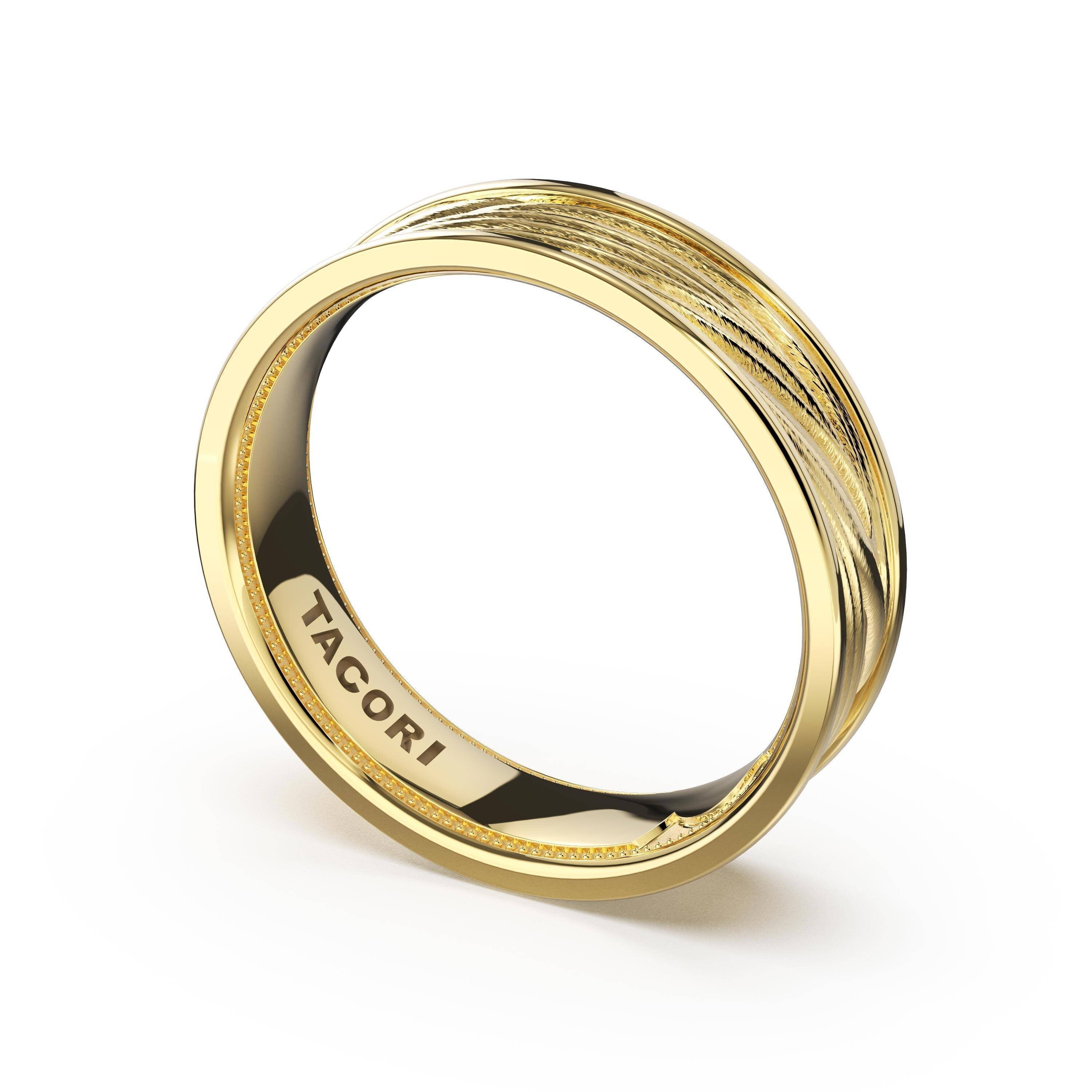 14KY Tacori Geometric Sculpted Texture Wedding Band