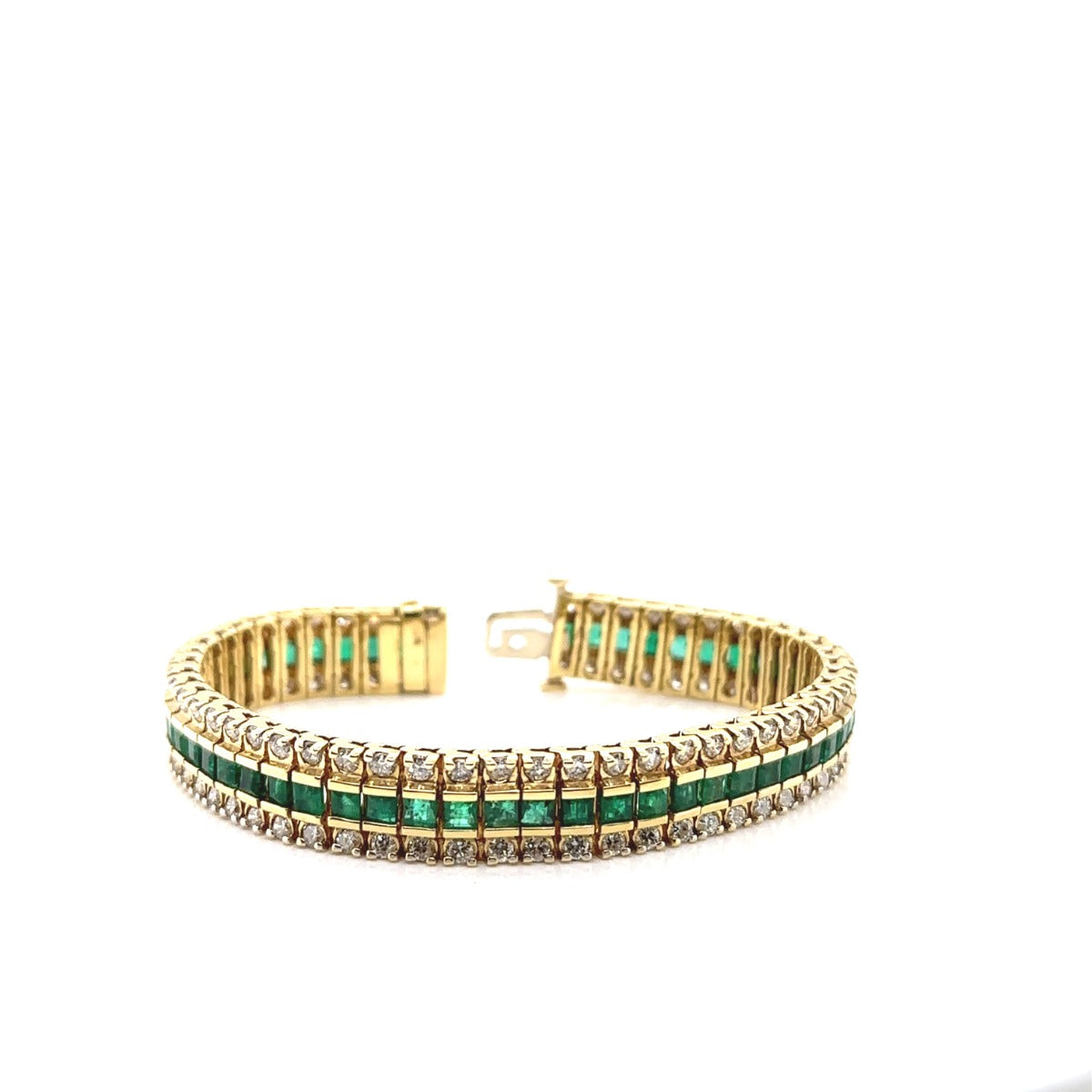 18KY Emerald And Diamond Bracelet