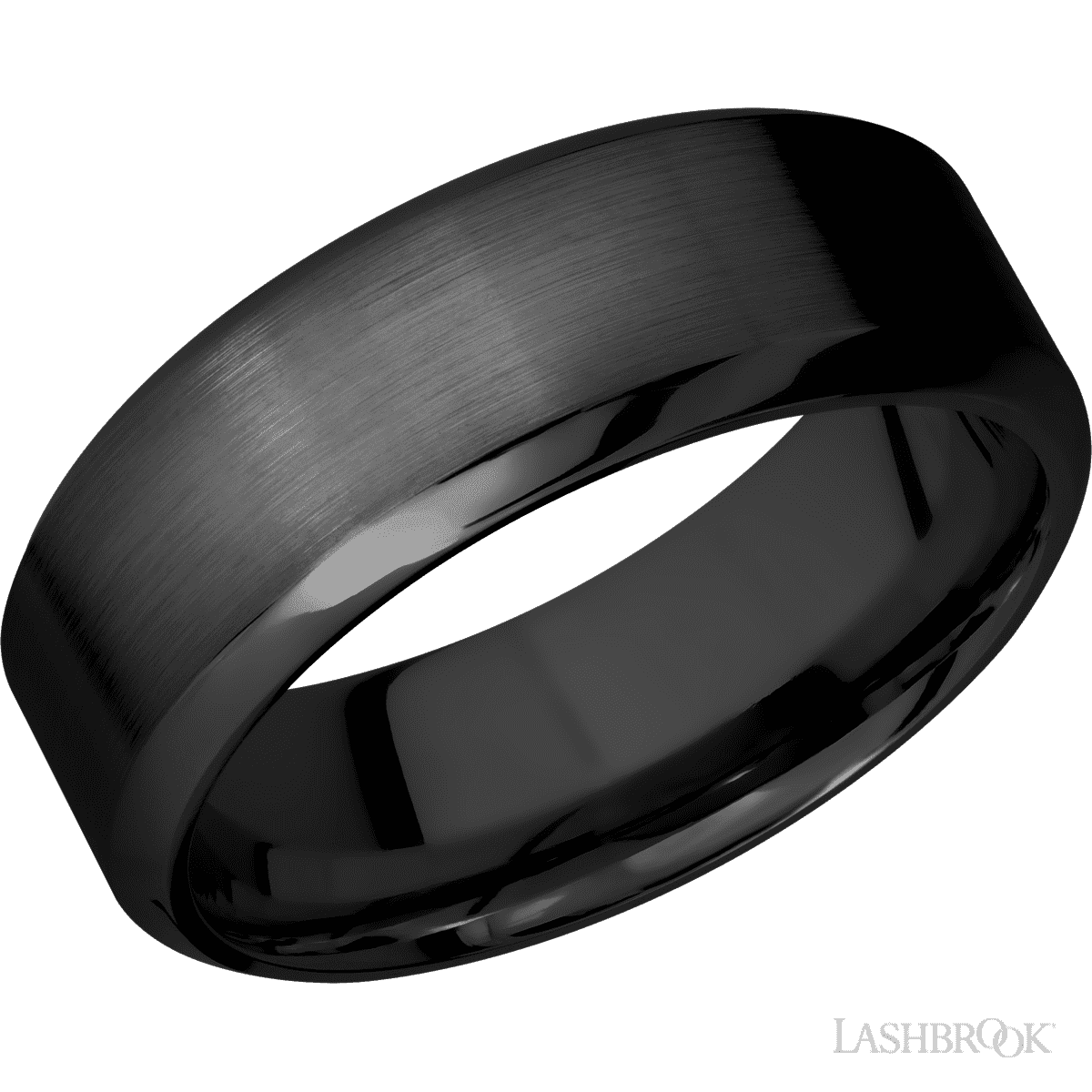 Lashbrook Zirconium 8mm High Bevel Satin Center Band