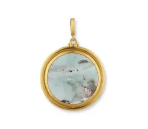 24KY My World Round Aquaprase Necklace