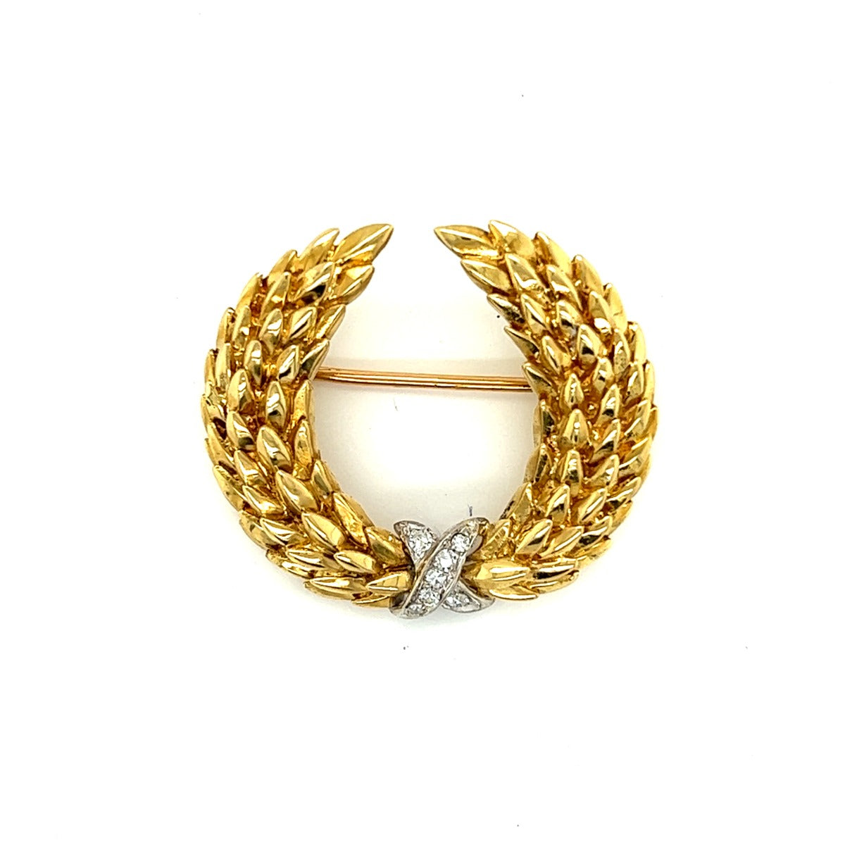 18KY Tiffany & Co. Laurel Wreath Brooch